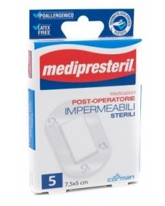 Medicazione Medipresteril Post Operatoria Impermeabile Sterile 7,5x5cm 5 Pezzi