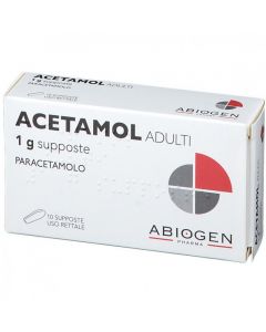 Acetamol per Febbre e Dolori Lievi o Moderati per Adulti 10 Supposte  