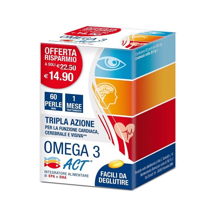 Omega 3 Act Integratore Alimentare 60 Perle 540mg Più Medical