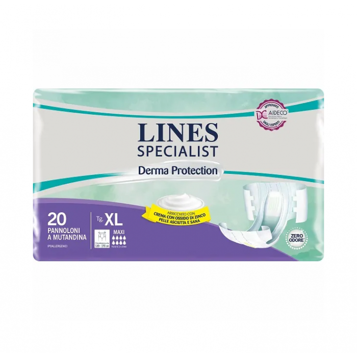 Lines Specialist Derma Protection Taglia XL Maxi Assorbimento 20 Pannolini  A Mutandina Unisex